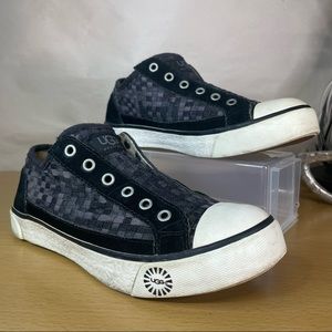 UGG Women’s Black Gray Laela Sheepskin Lined Woven Slip On Sneakers